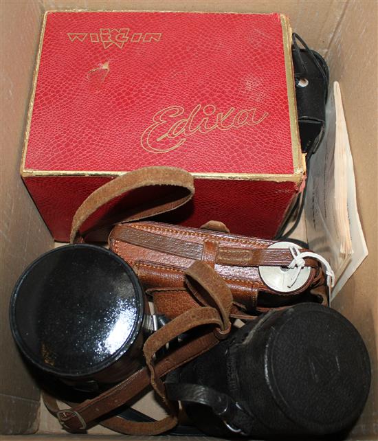 Leica DRP Ernest Leitz Wetzlar camera No.230413, Edixa Standard camera, two zoom lenses, etc (all cased)